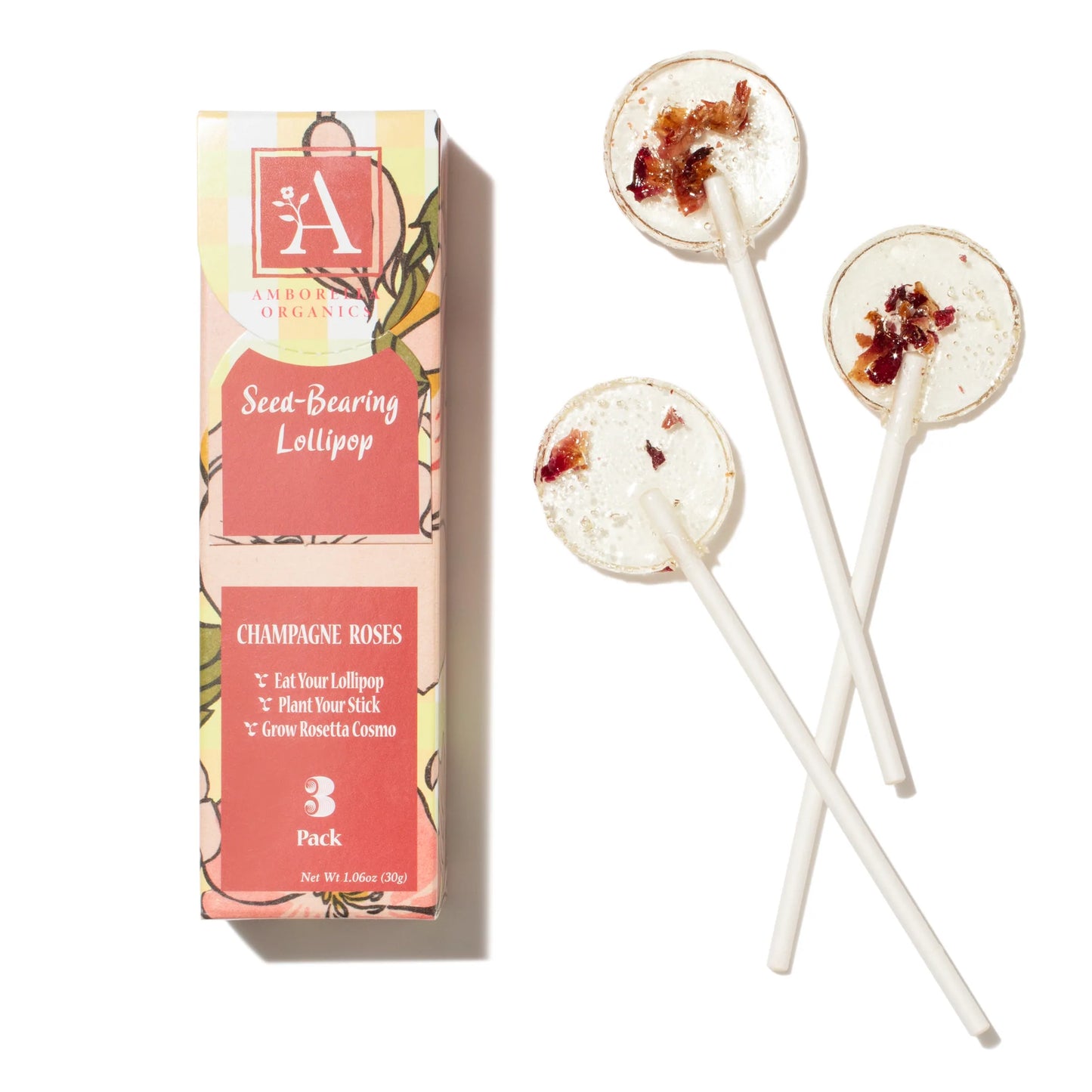 Lollipops with Plantable Sticks - Champagne & Roses