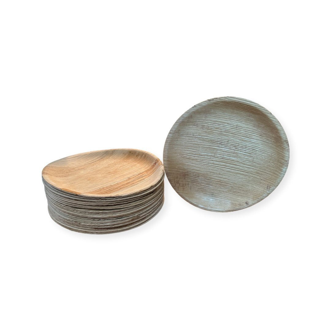 Plates/Platters - Palm leaf natural biodegradable round 12 in - 25 pack
