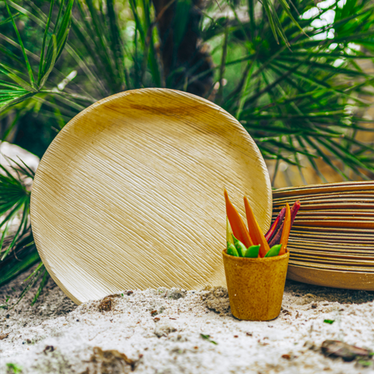 Plates/Platters - Palm leaf natural biodegradable round 12 in - 25 pack